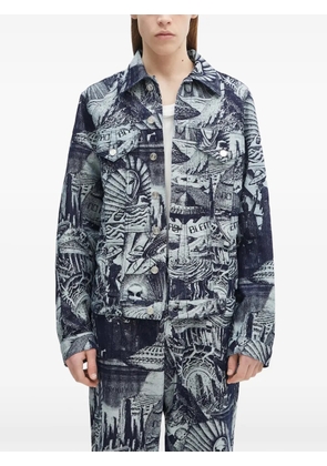 Aries graphic-pattern shirt jacket - Blue