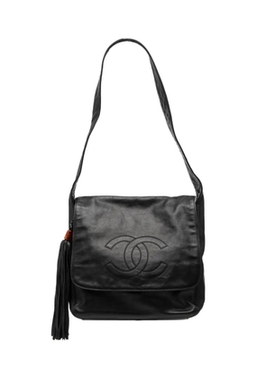 CHANEL Pre-Owned 1997-1999 CC Lambskin Tassel Flap Messenger Bag shoulder bag - Black