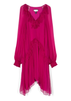 NISSA floral-appliqué silk midi dress - Pink