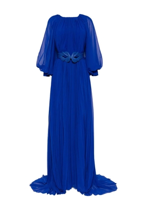 Saiid Kobeisy pleated puff-sleeve dress - Blue