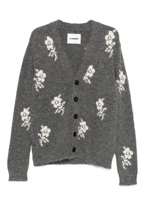 Jil Sander floral-intarsia V-neck cardigan - Grey