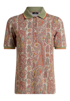 ETRO leafy paisley cotton polo shirt - Neutrals