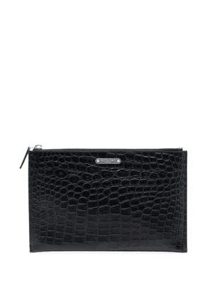 Saint Laurent Pre-Owned 2018 Croc Embossed Leather clutch bag - Black