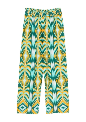 FARM Rio Tropical Tapestry ikat-pattern elastic-waist trousers - Green