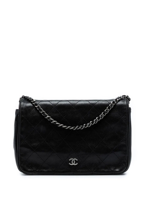 CHANEL Pre-Owned 2013-2014 CC Quilted Lambskin Full Flap Wallet on Chain crossbody bag - Black