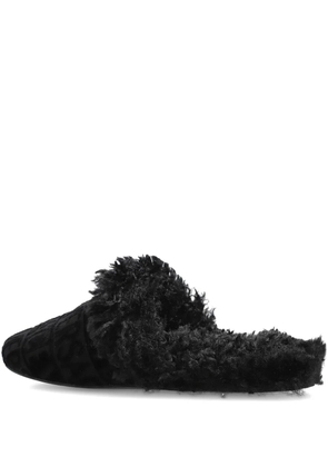 Versace logo trimmed slippers - Black