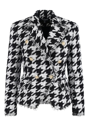Balmain houndstooth-pattern fringed blazer - White