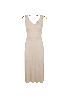 Elisabetta Franchi V-neck ribbed dress - Neutrals