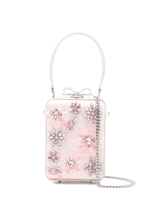 Self-Portrait mirco floral-embellished tote bag - Pink