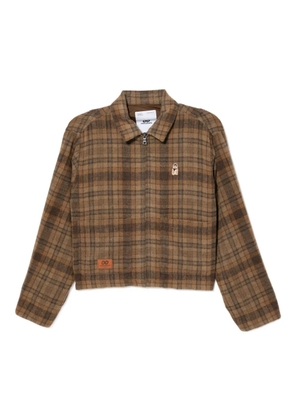 CHOCOOLATE logo-patch checked jacket - Brown