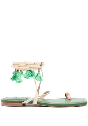 Johanna Ortiz Conversando Con El Viento leather flat sandals - Green