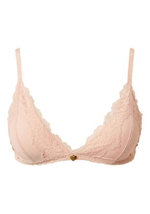 TWINSET ribbed lace triangle bra - Pink