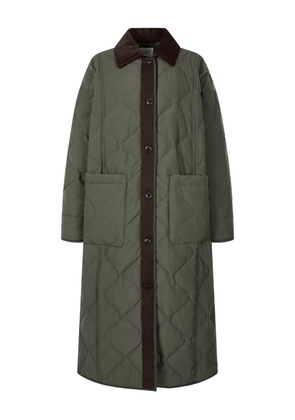 TOMBOY corduroy-collar quilted long coat - Green
