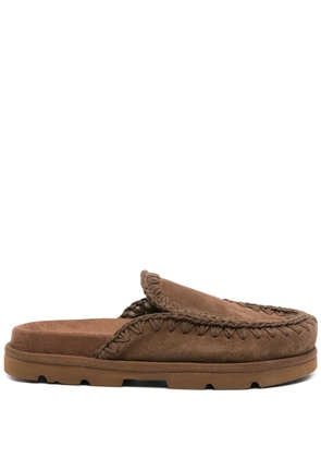 Mou decorative-stitching mules - Brown