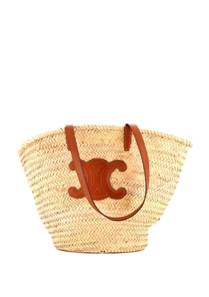 Celine Pre-Owned Triomphe Basket Raffia with Leather Large shoulder bag - Neutrals