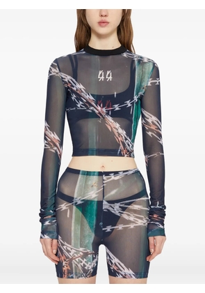 44 LABEL GROUP long-sleeve tulle top - Black