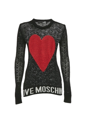 Love Moschino patterned heart-patch sweater - Black