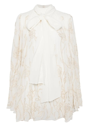 Costarellos floral-embroidered mini dress - White