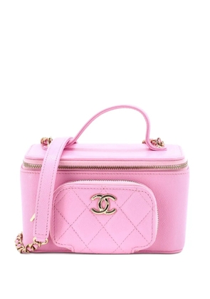 CHANEL Pre-Owned Business Affinity Top Handle Vanity Case with Chain Quilted Caviar Small satchel - Pink