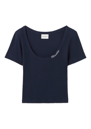 Claudie Pierlot embroidered-logo ribbed T-shirt - Blue