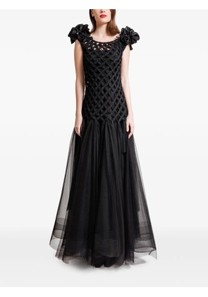 Gemy Maalouf crochet tulle maxi dress - Black