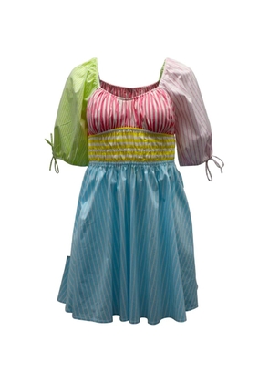 STAUD striped puff-sleeve mini dress - Blue