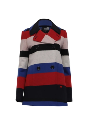 Moschino Pre-Owned striped-pattern double-breasted peacoat - Blue