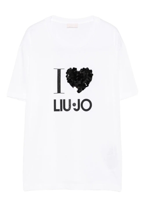 LIU JO sequin-heart T-shirt - White