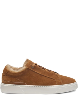 BOSS fur-lined lace-up sneakers - Brown