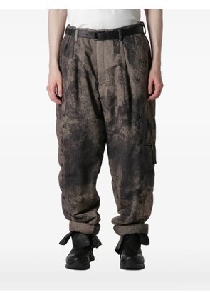 Yohji Yamamoto buttoned patterned trousers - Brown