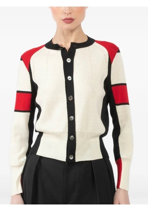 Shiro Sakai colourblock crew neck cardigan - Neutrals