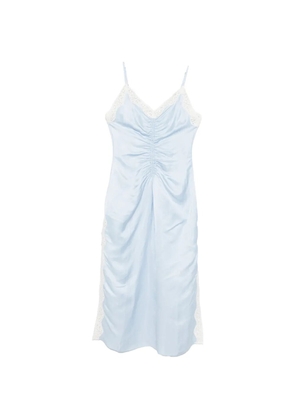 SANDRO ruched lace-detail midi dress - Blue