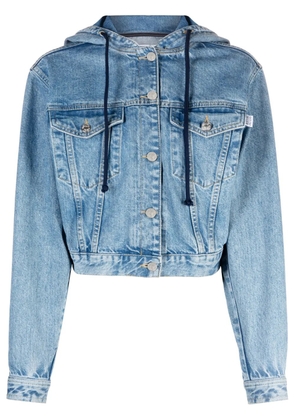 MOSCHINO JEANS hooded cropped denim jacket - Blue