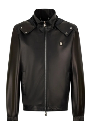 Billionaire hooded leather jacket - Black