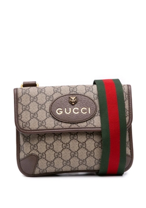 Gucci Pre-Owned 2016-2025 Small GG Supreme Web Neo Vintage Double Flap Messenger Bag crossbody bag - Brown