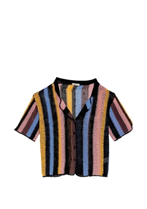 Agua By Agua Bendita Axel stripe crochet shirt - Black