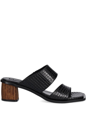 ALOHAS Gabin crocodile-effect block-heel slides - Black