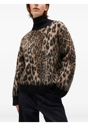 GANNI open-back leopard-print sweater - Neutrals