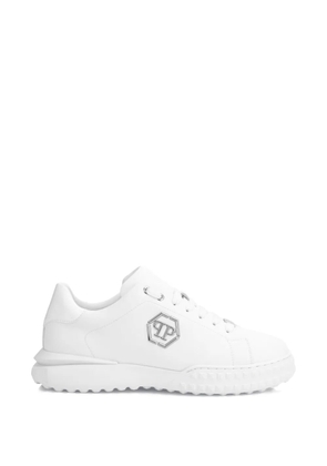 Philipp Plein logo-plaque leather sneakers - White