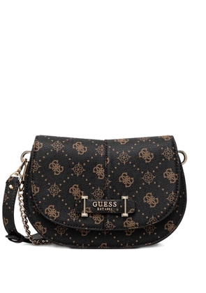GUESS USA Carrie monogram chain cross body bag - Brown