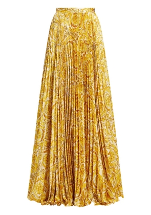 Versace Barocco-print pleated satin skirt - Yellow