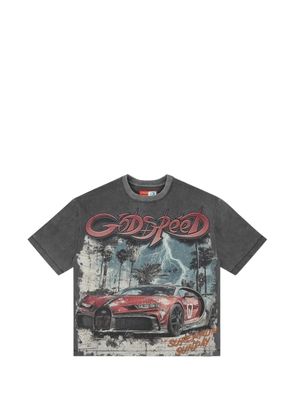 GODSPEED stone-embellished graphic-print T-shirt - Grey