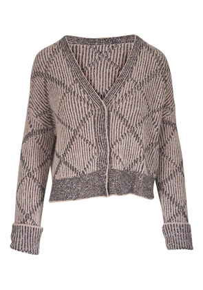 D.Exterior sequin striped cardigan - Neutrals