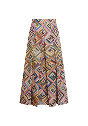 Pierre-Louis Mascia Salato patchwork midi A-line skirt - Pink