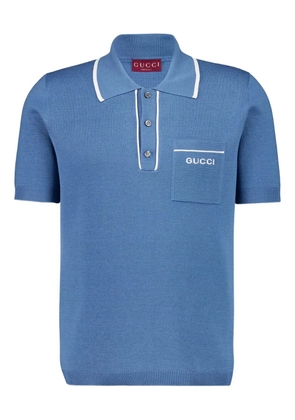 Gucci logo-intarsia polo shirt - Blue