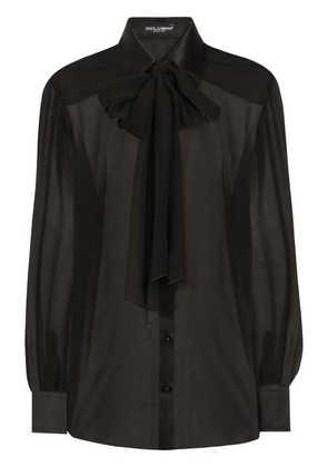 Dolce & Gabbana pussy-bow silk chiffon shirt - Black
