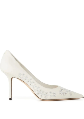 Jimmy Choo 85mm Love embroidery heeled pumps - White