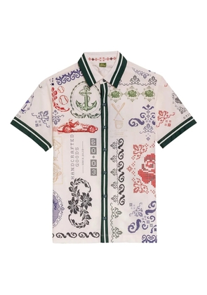 Agua Bendita embroidered-print short-sleeved shirt - White