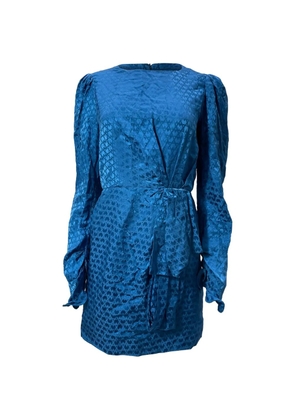 Saloni Debbie patterned ribbon detail mini dress - Blue
