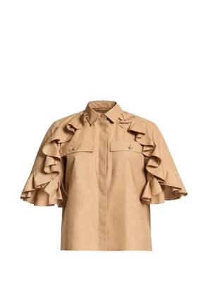 Elie Saab embellished ruffled poplin shirt - Neutrals